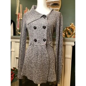 BKE Knit Cardigan Sweater SZ L Grey Multicolor Double Breasted Marled Jacket